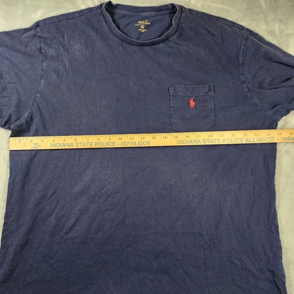 Polo Ralph Lauren Mens XL Navy Blue Pocket T-Shirt Classic Fit Crewneck Preppy
